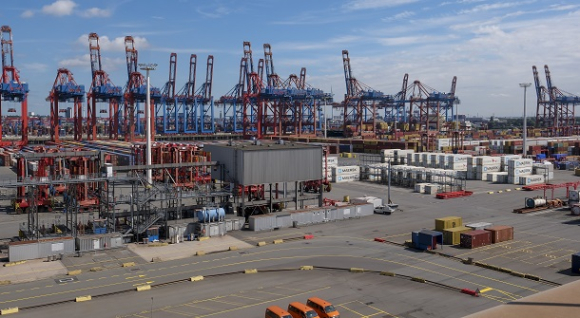 EUROGATE-Containerterminal am Hamburger Hafen – bald mit einem 5G-Campus-Netz. Foto: Deutsche Telekom